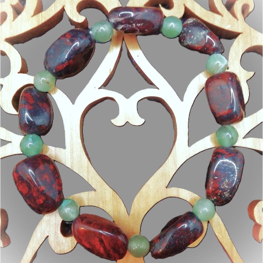 Pietersite Nugget Beaded Bracelet Irregular Sizes Burgundy Green Aventurine NEW - Picture 5 of 10
